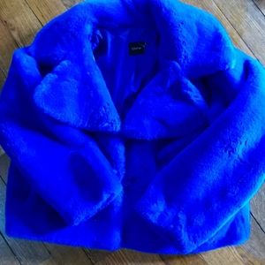Gorgeous Blue Faux Fur Jacket